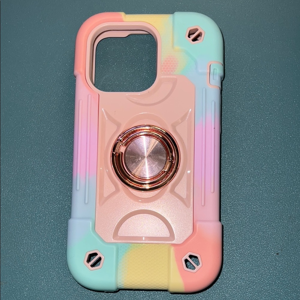 Pink and Blue Gradient Phone Case with Ring Holder - iPhone 13 PRO